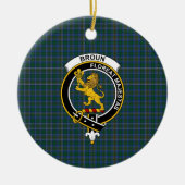 Scottish Clan Broun Tartan en Crest Keramisch Ornament (Voorkant)