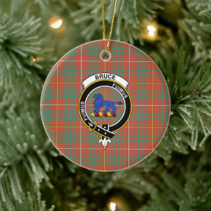 Scottish Clan Bruce Ancient Tartan and Crest Keramisch Ornament