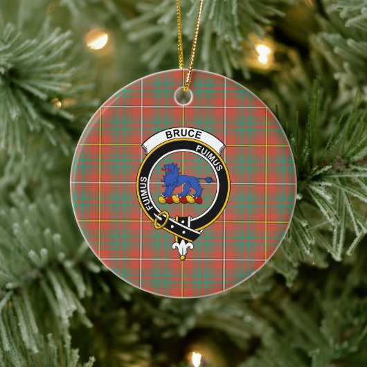 Scottish Clan Bruce Ancient Tartan and Crest Keramisch Ornament (Boom)