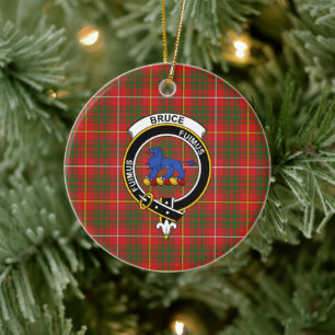 Scottish Clan Bruce Modern Tartan en Crest Keramisch Ornament