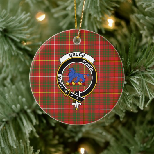 Scottish Clan Bruce Modern Tartan en Crest Keramisch Ornament (Boom)