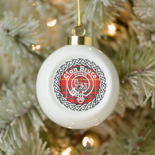 Scottish Clan Bruce Tartan en Crest Keramische Bal Ornament (Boom)