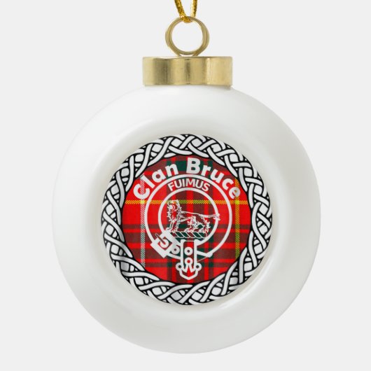 Scottish Clan Bruce Tartan en Crest Keramische Bal Ornament (Voorkant)
