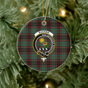 Scottish Clan Buchan Ancient Tartan en Crest Keramisch Ornament