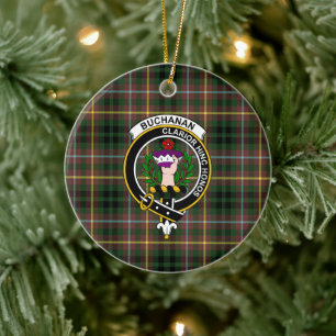 Scottish Clan Buchanan Hunting Tartan and Crest Keramisch Ornament