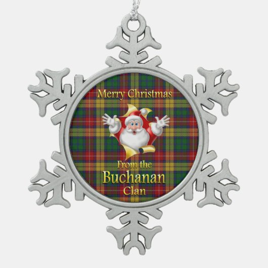 Scottish Clan Buchanan kerstornament Tin Sneeuwvlok Ornament (Voorkant)