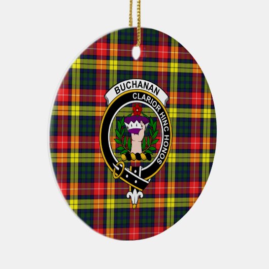 Scottish Clan Buchanan Modern Tartan en Crest Keramisch Ornament (Rechts)