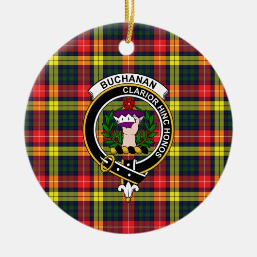 Scottish Clan Buchanan Modern Tartan en Crest Keramisch Ornament (Voorkant)