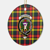 Scottish Clan Buchanan Modern Tartan en Crest Keramisch Ornament (Links)