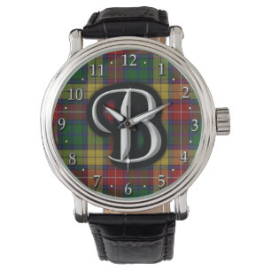 Scottish Clan Buchanan Monogram Tartan Horloge