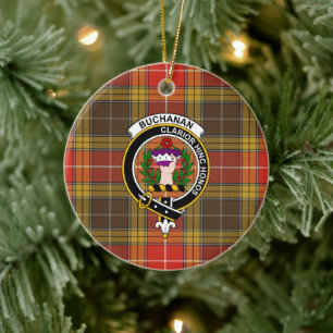 Scottish Clan Buchanan Old Set Weathered Tartan an Keramisch Ornament