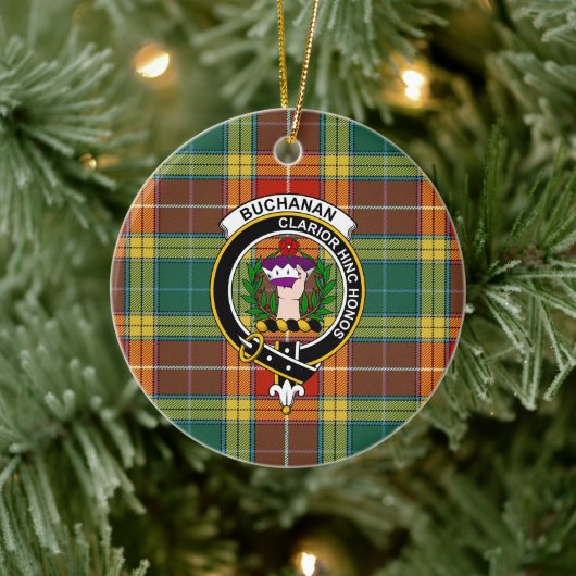 Scottish Clan Buchanan Old Sett Tartan en Crest Keramisch Ornament (Boom)