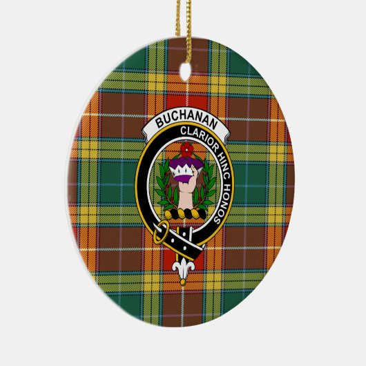 Scottish Clan Buchanan Old Sett Tartan en Crest Keramisch Ornament (Rechts)