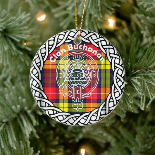 Scottish Clan Buchanan Tartan en Crest Keramisch Ornament (Boom)