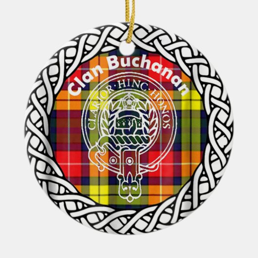 Scottish Clan Buchanan Tartan en Crest Keramisch Ornament (Voorkant)