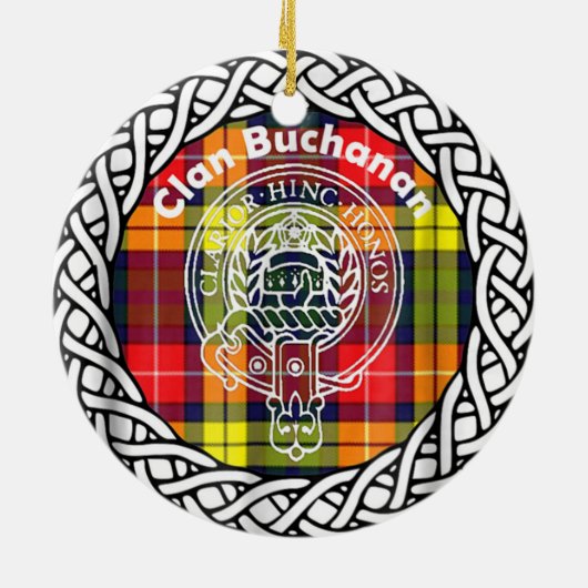 Scottish Clan Buchanan Tartan en Crest Keramisch Ornament (Achterkant)
