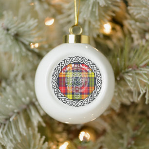Scottish Clan Buchanan Tartan en Crest Keramische Bal Ornament