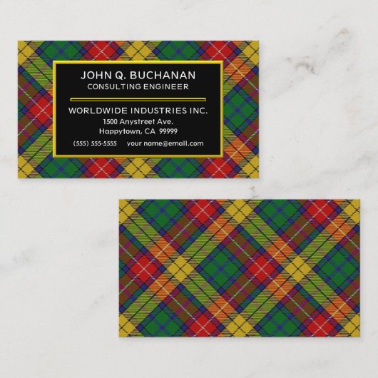 Scottish Clan Buchanan Tartan Pset Visitekaartje (Voorkant / Achterkant)