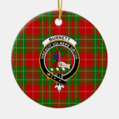 Scottish Clan Burnett Ancient Tartan en Crest Keramisch Ornament (Voorkant)