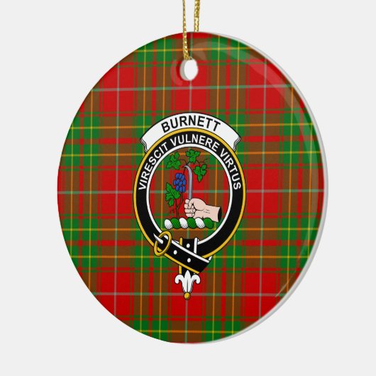 Scottish Clan Burnett Ancient Tartan en Crest Keramisch Ornament (Links)