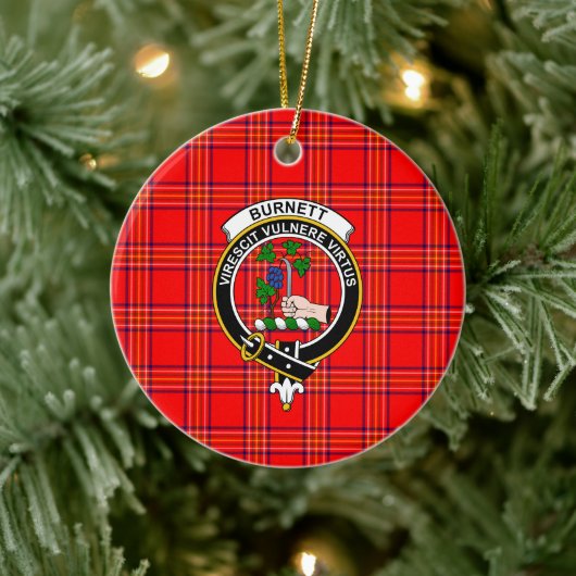 Scottish Clan Burnett Modern Tartan en Crest Keramisch Ornament (Boom)