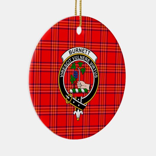 Scottish Clan Burnett Modern Tartan en Crest Keramisch Ornament (Rechts)