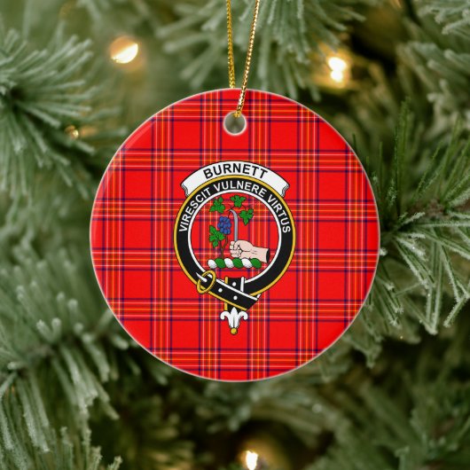 Scottish Clan Burnett Modern Tartan en Crest Keramisch Ornament (Boom)