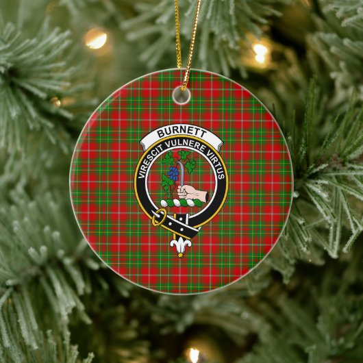 Scottish Clan Burnett Tartan en Crest Keramisch Ornament (Boom)