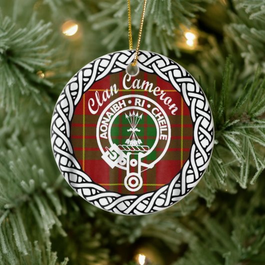 Scottish Clan Cameron Tartan en Crest Keramisch Ornament (Boom)