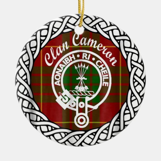 Scottish Clan Cameron Tartan en Crest Keramisch Ornament (Voorkant)