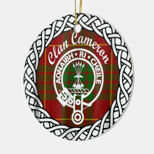 Scottish Clan Cameron Tartan en Crest Keramisch Ornament (Links)