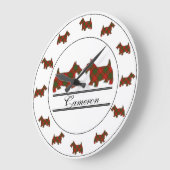 Scottish Clan Cameron Tartan Pset Scottie Dogs Grote Klok (Hoek)