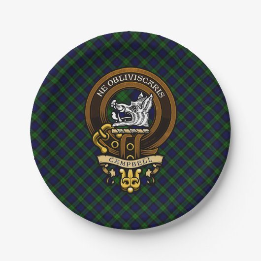 Scottish Clan Campbell Badge en Crest Papieren Bordje (Voorkant)