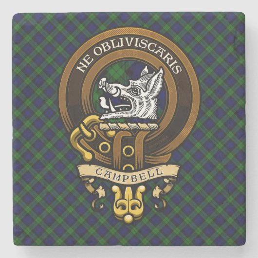 Scottish Clan Campbell Badge en Crest Stenen Onderzetter (Voorkant)