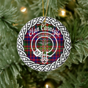 Scottish Clan Carnegie Tartan en Crest Keramisch Ornament