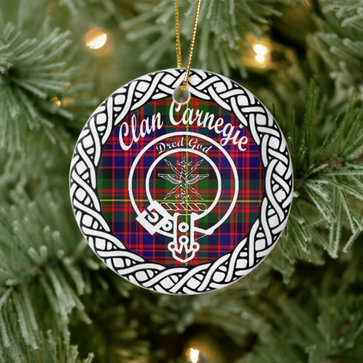 Scottish Clan Carnegie Tartan en Crest Keramisch Ornament (Boom)