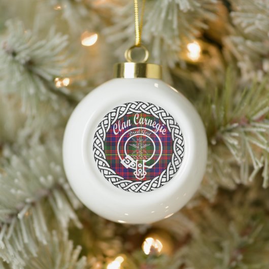 Scottish Clan Carnegie Tartan en Crest Keramische Bal Ornament (Boom)