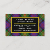 Scottish Clan Carnegie Tartan Pset Visitekaartje (Voorkant)