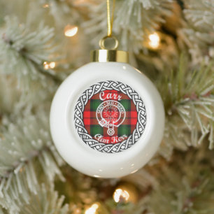 Scottish Clan Carr Tartan en Crest Keramische Bal Ornament