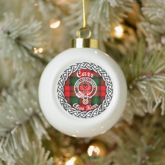 Scottish Clan Carr Tartan en Crest Keramische Bal Ornament (Boom)