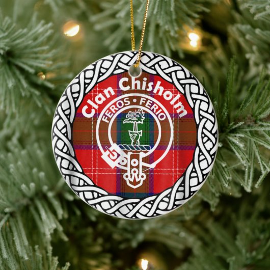 Scottish Clan Chisholm Tartan en Crest Keramisch Ornament (Boom)