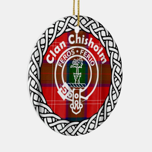 Scottish Clan Chisholm Tartan en Crest Keramisch Ornament (Rechts)