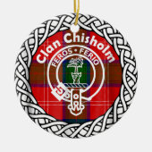 Scottish Clan Chisholm Tartan en Crest Keramisch Ornament (Voorkant)