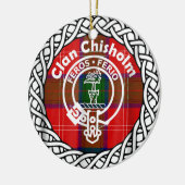 Scottish Clan Chisholm Tartan en Crest Keramisch Ornament (Links)