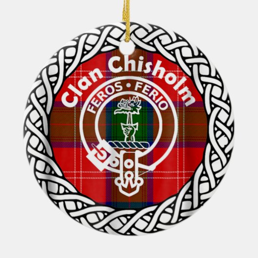 Scottish Clan Chisholm Tartan en Crest Keramisch Ornament (Achterkant)