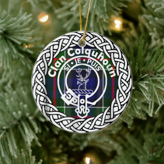Scottish Clan Colquhoun Tartan en Crest Keramisch Ornament (Boom)