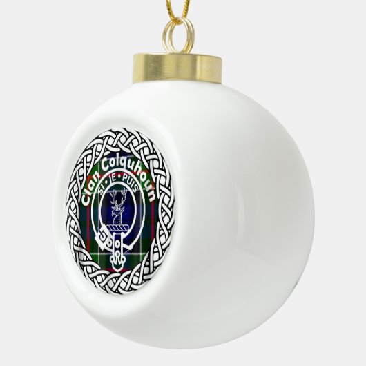 Scottish Clan Colquhoun Tartan en Crest Keramische Bal Ornament (Rechts)