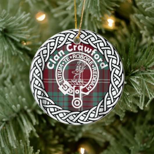 Scottish Clan Crawford Tartan en Crest Keramisch Ornament (Boom)