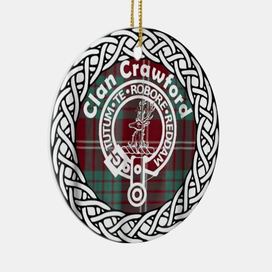 Scottish Clan Crawford Tartan en Crest Keramisch Ornament (Rechts)