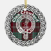 Scottish Clan Crawford Tartan en Crest Keramisch Ornament (Voorkant)